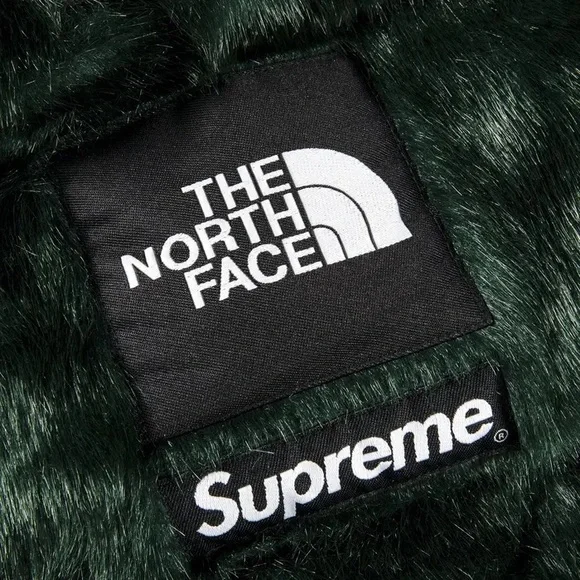 Supreme x The North Face Dark Green Faux Fur Puffer Jacket Medium